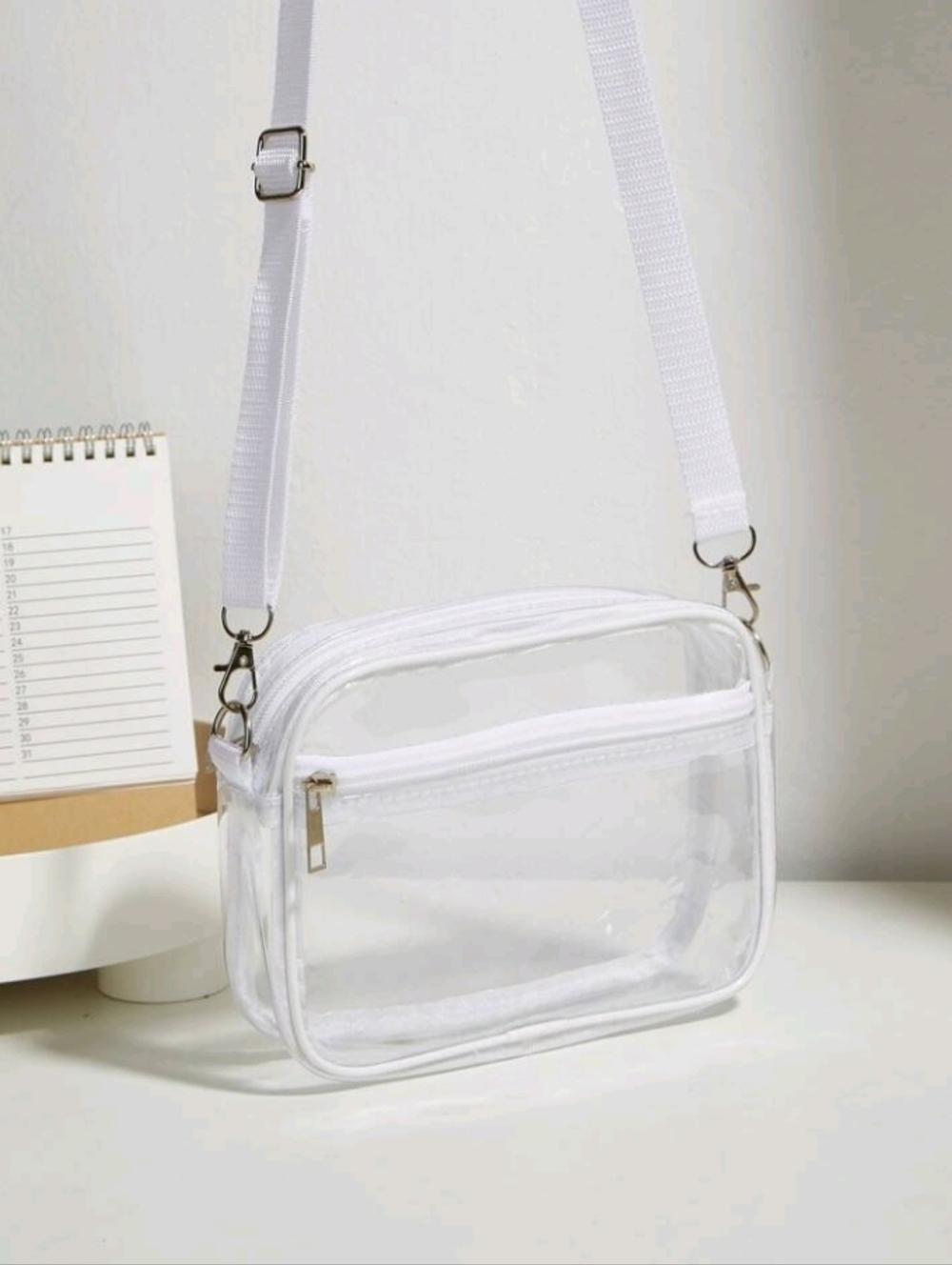 Clear White Crossbody Bag Stadium Festival Concert Sports Vinyl Bag